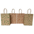 KM Christmas Brown Kraft Paper Gift Bags With Snowflake Print Paper Handles Recyclable Packaging Sack for Holiday Party Use