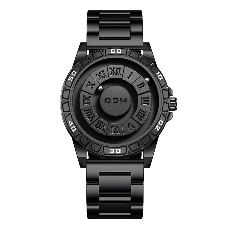 DOM 1726 Men Magnetic Watches 3D PVD Wholesale Quartz Watch Waterproof Watches Leather Steel Strap Black Dial
