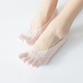 Summer Ladies Velvet Plum Sock Breathable Lace Slippers Mesh Invisible Shallow Silicone Boat Socks Five Finger Sock Slippers
