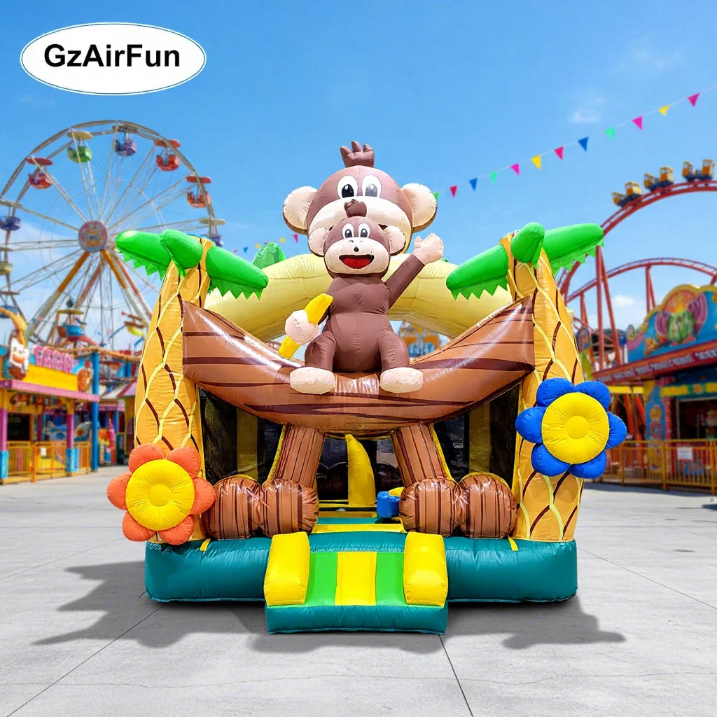 Factory Wholesale Price Outdoor Playground Bounce Slide Jungle Inflatable Monkey Bounce House Kids Jumping Castle Combo for Sale