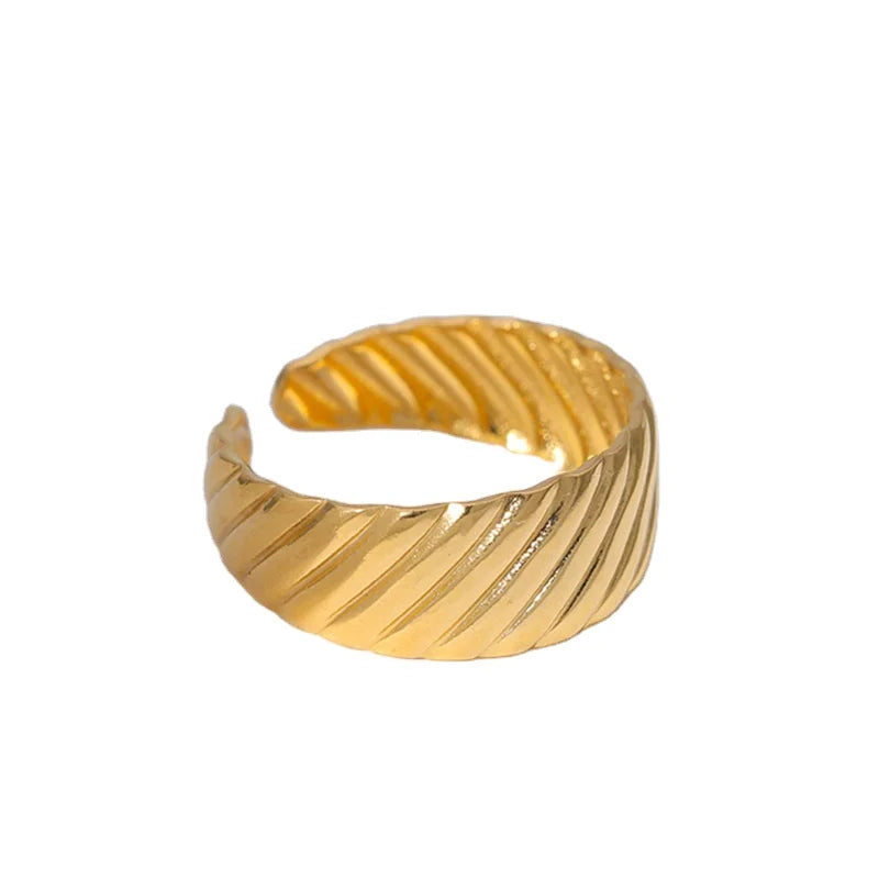 BM Women Jewelry Wholesale Simple 18k Gold Vacuum Plated Waterproof Stainless Steel Adjustable Open Rings