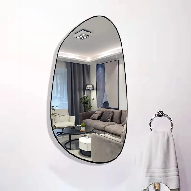 Large Big Black Gold Metal Framed Full Length Irregular Asymmetry Body Long Dressing hang Wall Mirror Miroir Spiegel