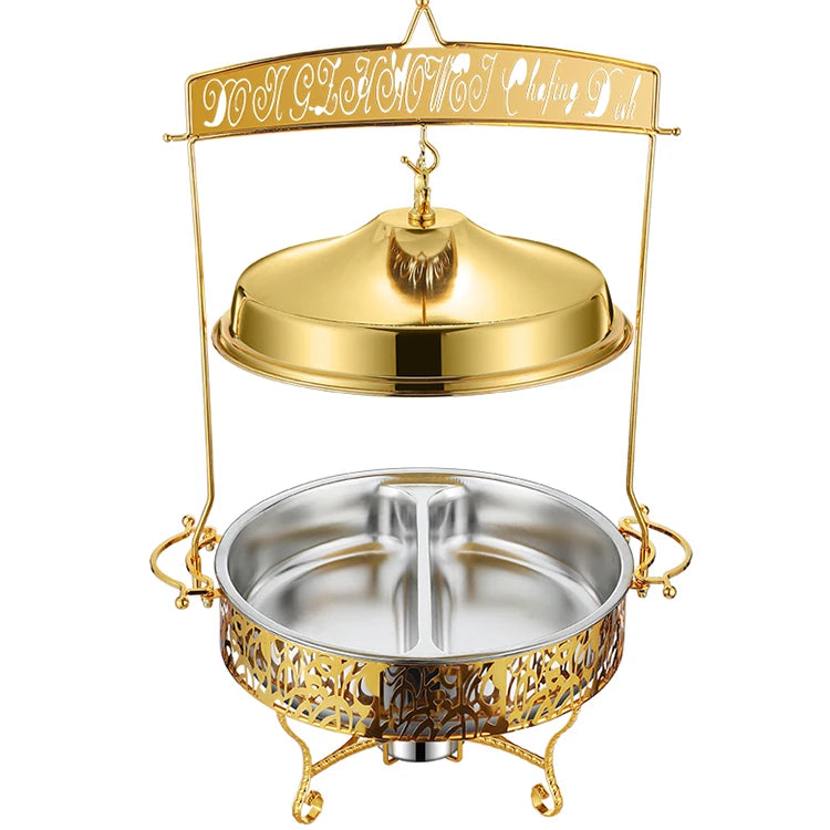 New Design Chaffing Dishes Buffet Catering Stainless Steel Luxury Gold 4.5L/6L/8L Food Warmer Hanging Chafing Dish
