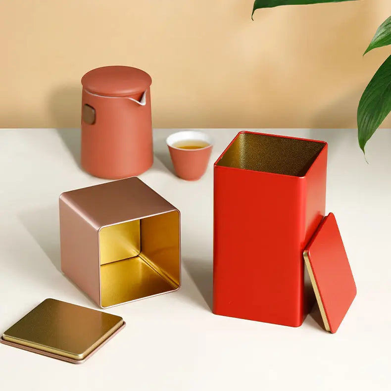85*85*85mm Custom Logo Printing Tea Tin Can Food Grade Square Tin Box Canister Metal Box for Loose Tea Candy Cookie Packing