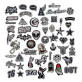 Punk Style White and Black Color Custom logo Skull Design Iron on Embroidery Rock Band Patches for Down Jacket Pant Coat Repair