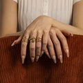 Vintage 18K Gold Plated Women's Stainless Steel Rings Trendy Colorful Enamel Geometric Open Design Adjustable Drop Oil Feature