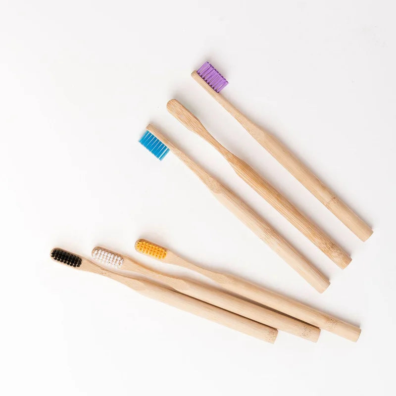 Customizable Portable Bamboo Toothbrush Soft Personalized for Kids and Adults Charcoal Bristle