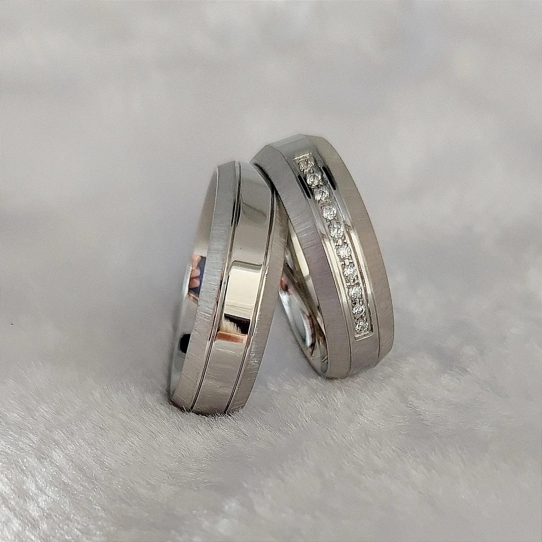 Silver White Gold Stainless Steel Jewelry Couple Alliance Wedding Rings Anel Bague Anillos Eheringe Snubni Prsten Ringar Anelli