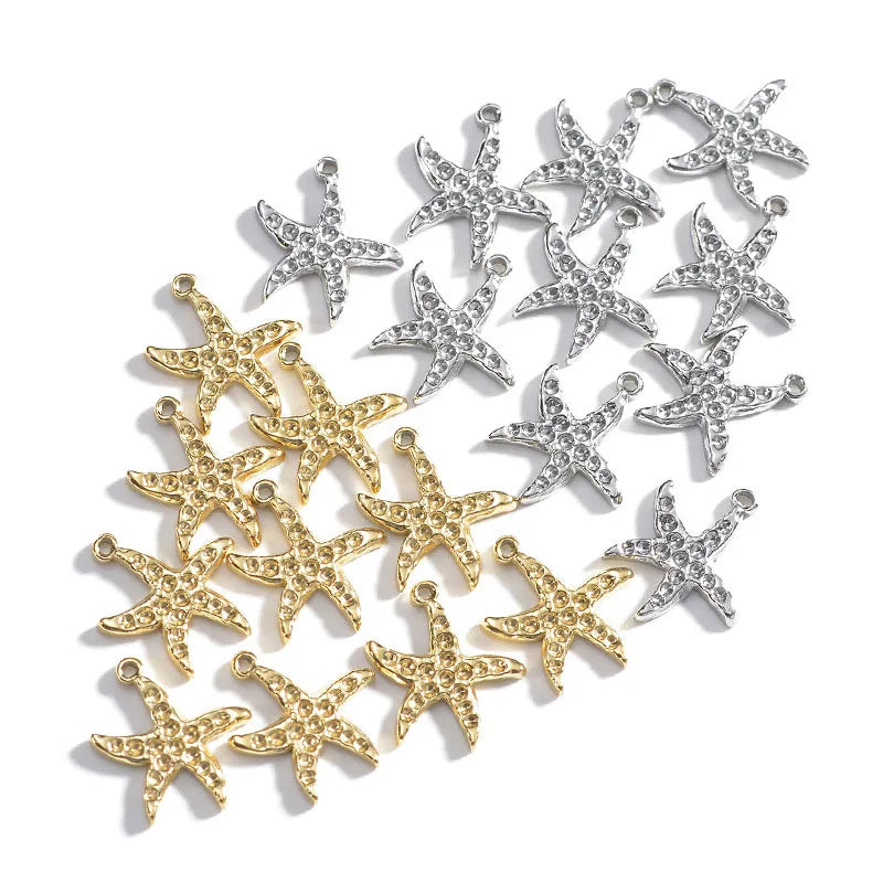 Wholesale Cute 304 Stainless Steel Starfish Charm 18K Gold Plated Sea Star Pendant for Necklace Jewelry Making