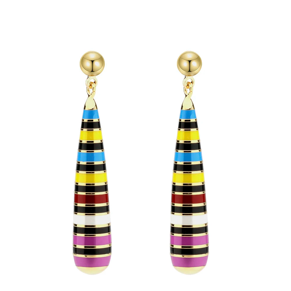 Colorful Soft Custom Enamel Earring Round Bells Gold Dangle Earrings Dropping Elegant Ladies Set Jewelry Accessories Brincos