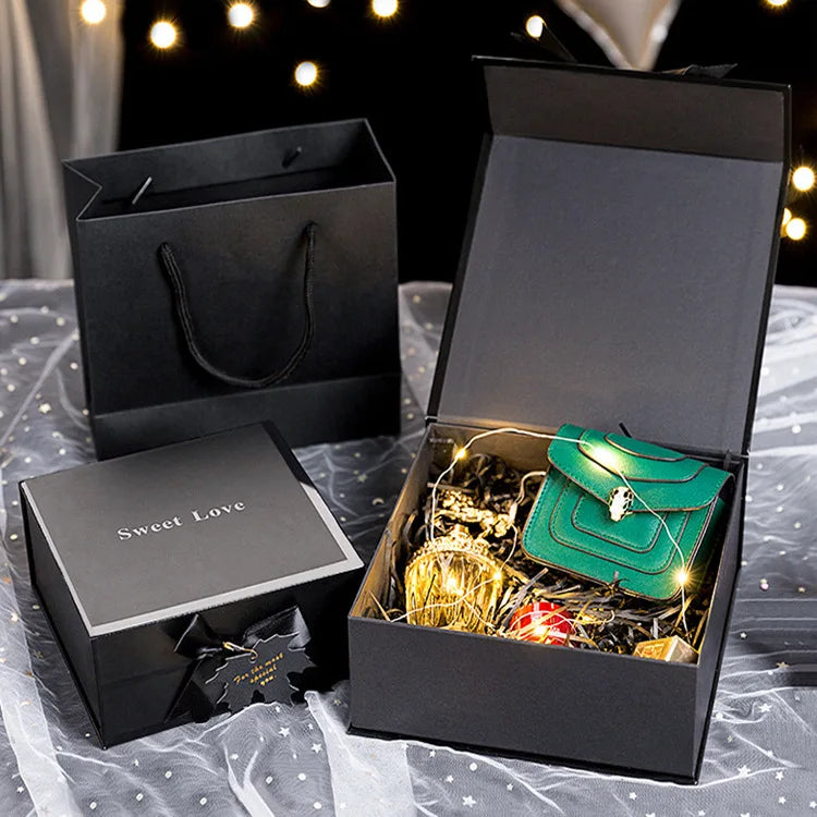 2024 Custom Luxury Paper Package Box Packaging Orange Bow-Knot Small Square Gift Box for Clothing Packaging