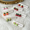 SC Little Girls Childlike Fruits Stud Earrings 925 Silver Needle Tomato Strawberry Cherry Peach Pineapple Acrylic Earrings Women