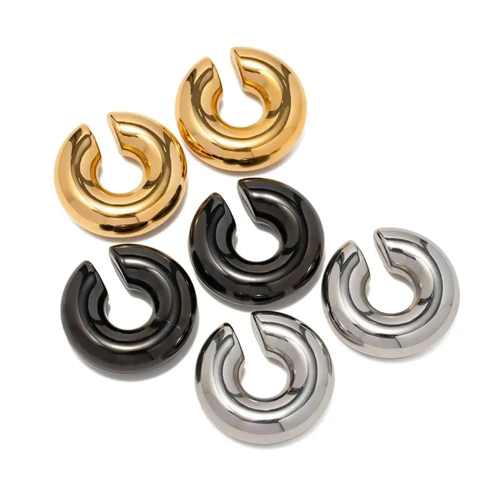 Acrylic Resin Lucite Copper Alloy Oversize Chunky Circle Clip Huggie Earrings Children's Gold Plated Zircon C Shape Trendy