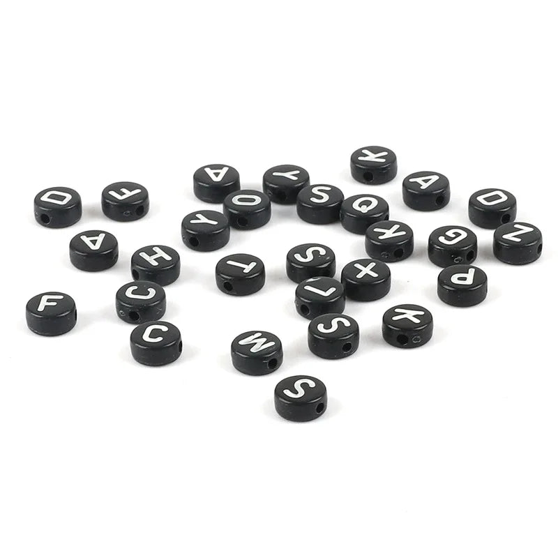 Diy Accessories Colorful English Alphabet Letter Flat 6mm 7mm Acrylic Plastic Beads Bead for Jewelry Making Diy Bracelet