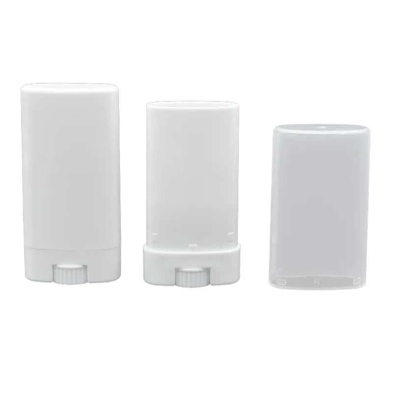 Portable DIY 15ml Plastic Empty Oval Deodorant Stick Containers Bottle 15g Clear White Fashion Lip Balm Lipstick Tubes