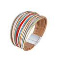 Bohemian Style Multi-Colored Leather Bracelet Magnetic Buckle Leather Bracelet Gifts for Women