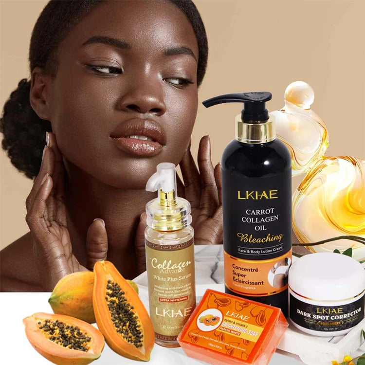 Private Lable Underar Knuckle Whitening Removal Dark Spot Cream Papaya Soap Lightening Body Lotion Skin Care Set (New)
