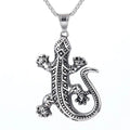 Stainless Steel Children's Vintage Lizard Gecko Pendant Hip Hop Punk Style Silver Plated Choker Necklace
