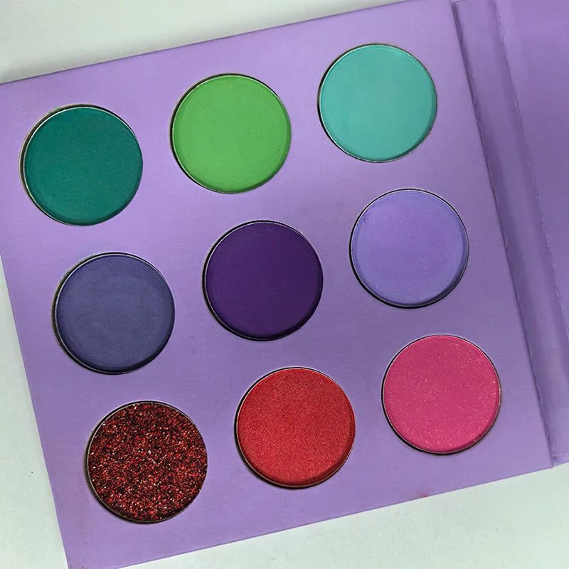 9 Hole Vegan Luxury Custom Eye Shadows High Pigmented Shimmer Matte Glitter Pressed Cream Private Label Eyeshadow Palette