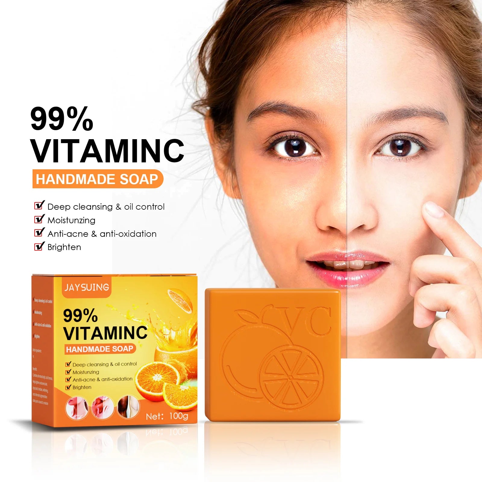 New Arrival Hot Selling Natural Deep Cleansing Beauty Soap for Glowing Skin Vitamin C Handmade Soap