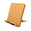 Portable Foldable Adjustable Desk Bamboo Book Stand Kitchen Wooden Cookbook Holder Tray with Page Paper Clips