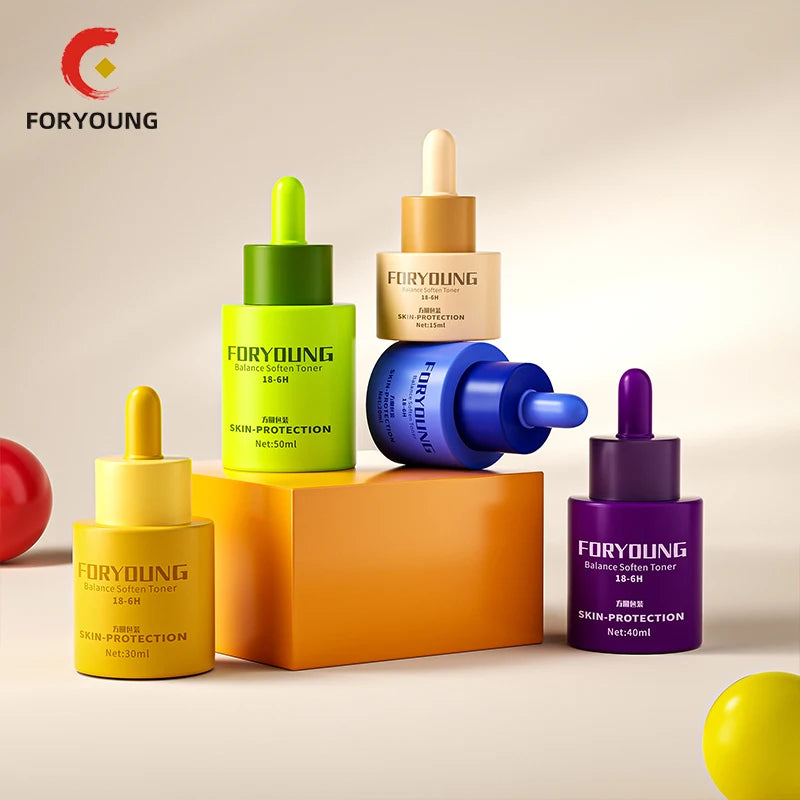30ml 40ml 50ml Matte Black Green Yellow Glass Serum Dropper Bottles Cosmetic Essential Oil Bottle Hair Oil Bottles Packaging
