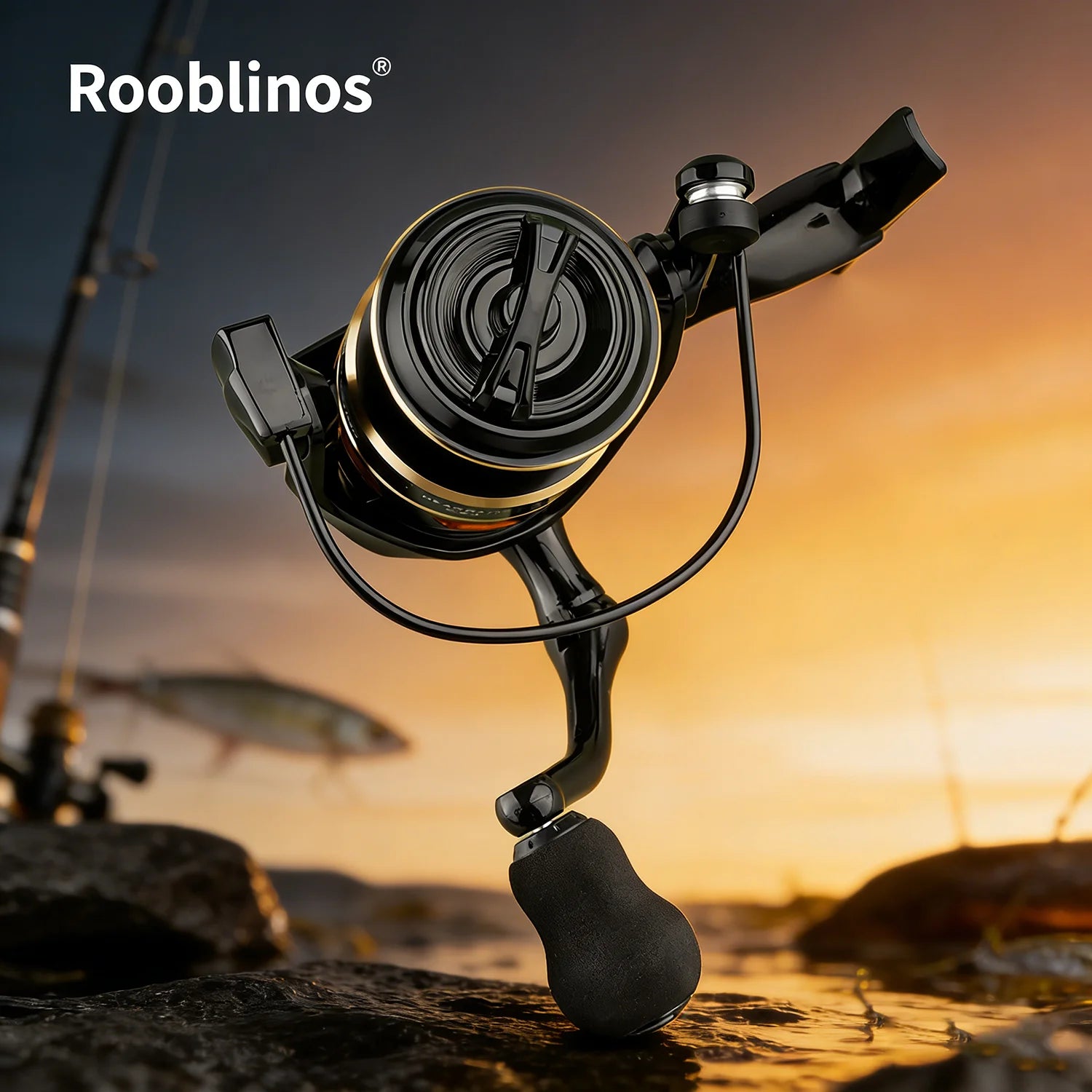 Rooblinos NX Left-handed Spinning Reel 5.2:1 Gear Ratio Dual-speed System Anti-reverse 140 Grams Nylon Material Fishing Reel