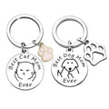 Stainless Steel Engraved Dog Tag Best Dog/Cat Mom Ever  Cat Claw Accessories Pet Key Chain