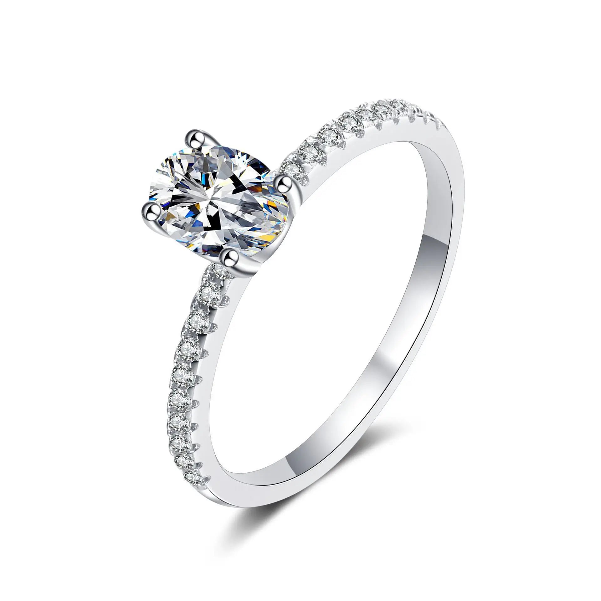 Advanced S925 Sterling Silver Moissanite Wedding Rings Exquisite Straight Design