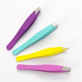 Stainless Steel Professional Colorful Eyebrow Point Slant Tweezers Case 4 Pack Customized Private Label Eco-Friendly Tweezer
