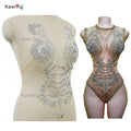 Rhinestone Bodice Applique Patterns Keering Bridal Wedding Dress Silver Rhinestone Applique WDP-112