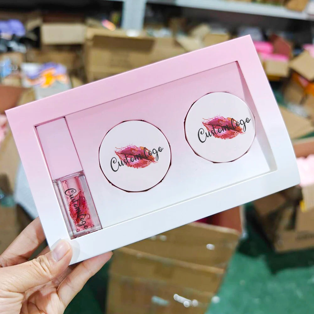 Wholesale pink Lip Balm and Scrub Set Private Label Makeup Lip Care Kit Cruelty Free Vegan Lip Oil and Mask Set