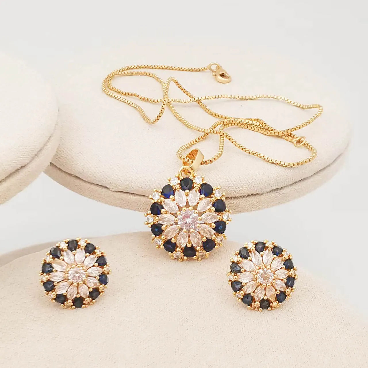 Bridal Diamond 18k Gold Plated Fashion Jewelry Sets Dubai Zircon Infinity Set Jewelry Fine Zirconia Jewelry Earrings for Women