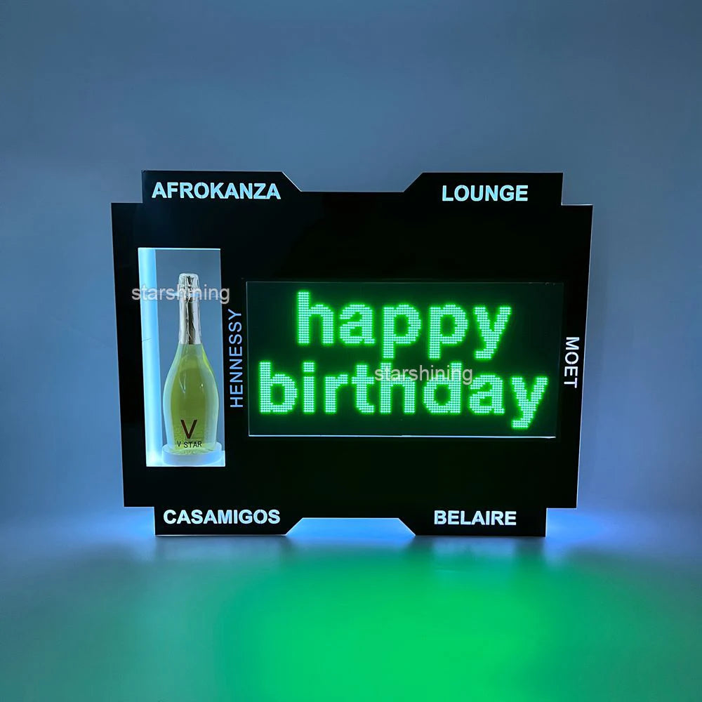 OEM Custom LOGO APP DIY Scrolling Message Sign Glorifier VIP Display Letters Board Glow LED Bottle Presenter for  Nightclub