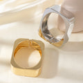 Wholesale Polished Square Chunky Bangles Gold Silver Geometric Spring Open Cuff Bracelets Trendy Modern Women Jewelry