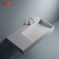 Modern European Luxury Solid Surface Vanity Basin Wall-Hung Design for Hotel Bathrooms with Drainer Accessory