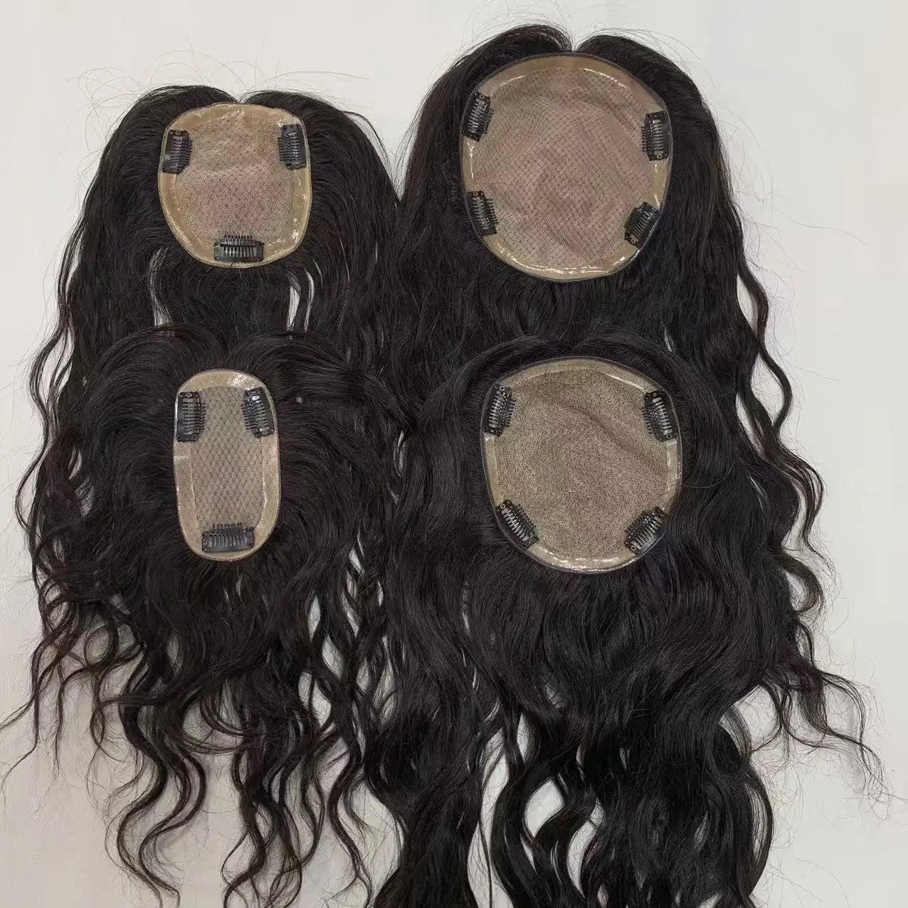Wholesale Ready to Ship Silk Base Topper Brazilian Hair 100% Hand Made Transparent Human Hair Topper Straight