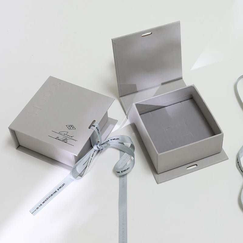 Custom Logo Magnet Book Shape Paper Gift Packagingwith Ribbon Jewelry Packaging Box