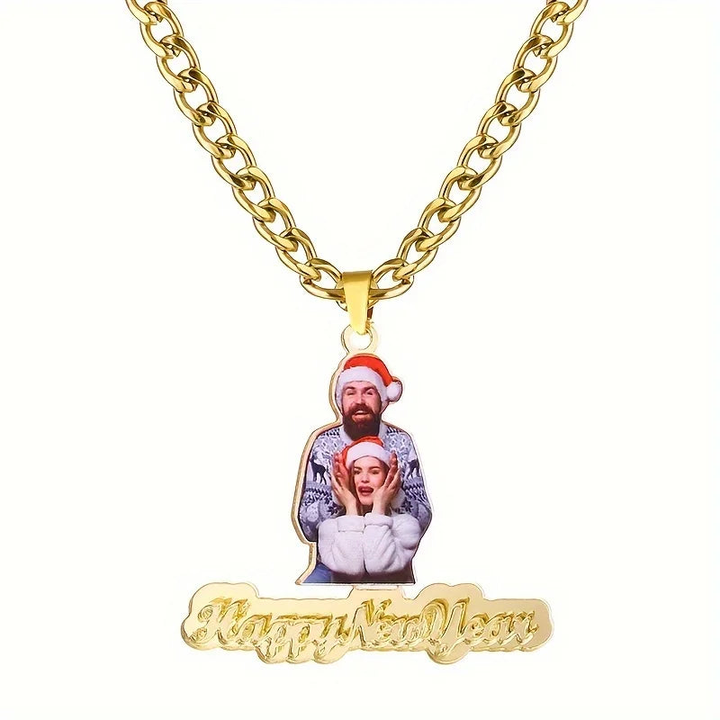 Custom Cross Border Frosty Portrait Photo Name Necklace Cartoon Picture Children's Animal Nameplate Alphabet DIY Pendant