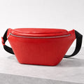 Hot Selling Simple Style Black PU Leather Bum Bag Unisex Crossbody Waist Fanny Pack Anti-theft Pocket Candy Pattern Zipper