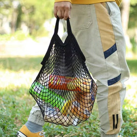 Reusable Custom Logo Shopping Grocery Net Woven Cotton Mesh Bags