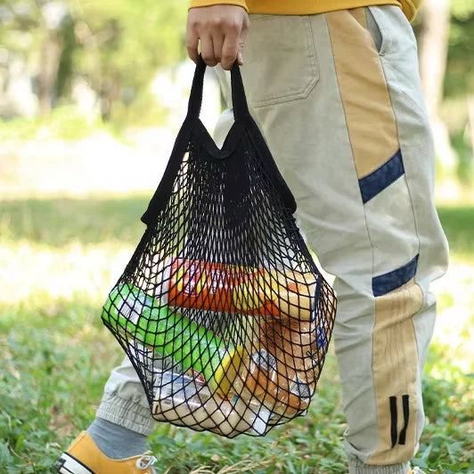 Reusable Custom Logo Shopping Grocery Net Woven Cotton Mesh Bags