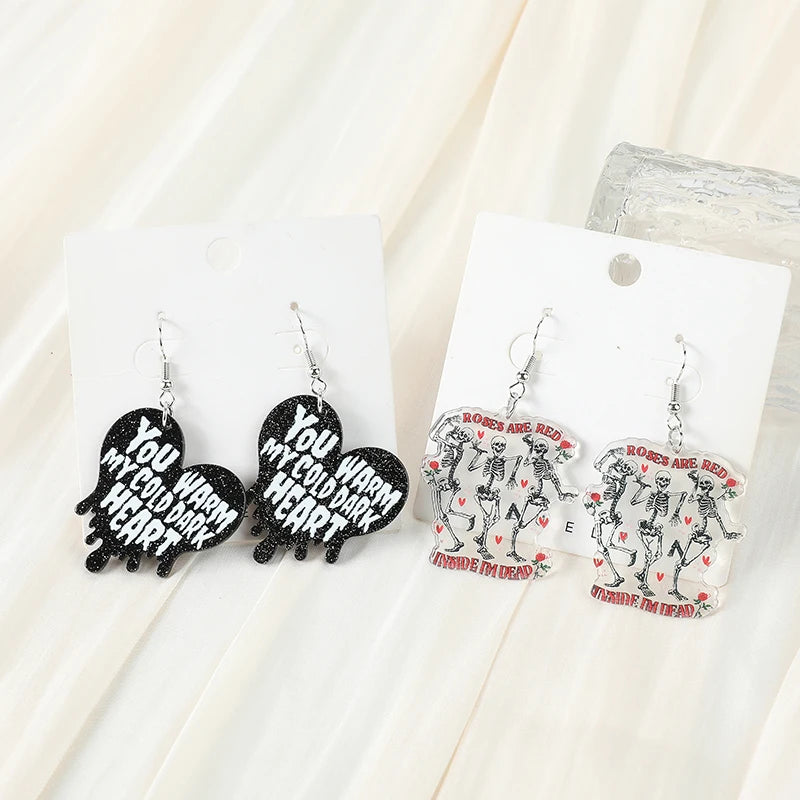 1Pair Valentine Drop Earring Acrylic Heart Fashion Jewelry for Woman Girl Holiday Birthday Gift