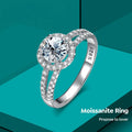 GRA Certified D Color Moissanite 2 Row halo Ring 925 Sterling Silver Rhodium Plated 1 2  Ct Carat Women Engagement Fine Jewelry