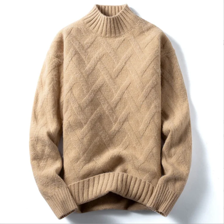 2022 Winter New Men's Sweater Long-sleeved Knitted Base Shirt Half-turtleneck Thickened Sweater