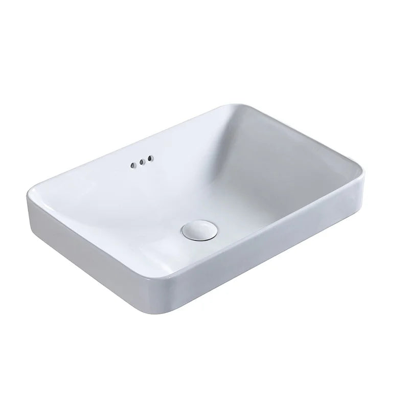Chaozhou Factory Price Semi Counter Ceramic Bathroom Sink Rectangle Cabinet Wash Hand Basin