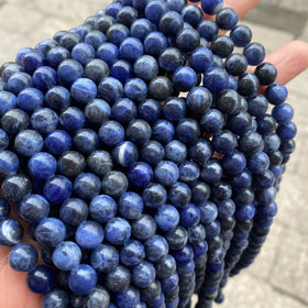 Factory Wholesale Smooth Genuine Sodalite Gemstone Beads 8mm Loose Beads for DIY Jewelry Making Full Strand