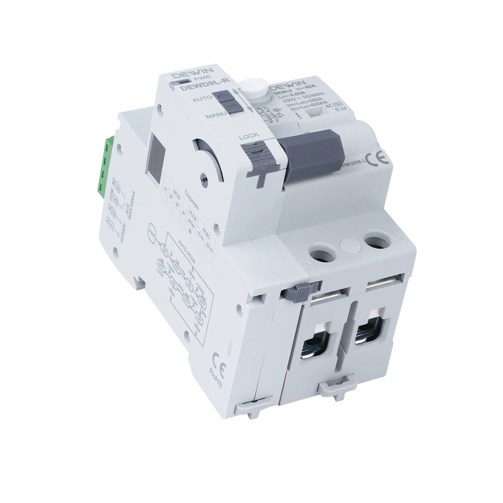 EU Stock GRD9L-R RCCB Automatic Reclosing Device Circuit Breaker Smart Breaker 2P AC220V 40A 30mA for Terminal Lines Power Grids