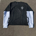 US Free Tax OEM Custom Heavy Cotton 2-in-1 Double-Layered Long Thermal Casual Screen Printing Acid Washed Blank T-shirts
