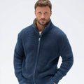 Men's Wool Cardigan with Detachable Faux Fur Collar and Double Zipper Comfortable Sweater With 5 Colors Available